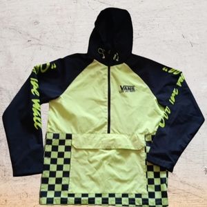 RARE VANS OFF THE WALL 2019 Neon Checkered 1/2 Zip Pullover Windbreaker Sz S